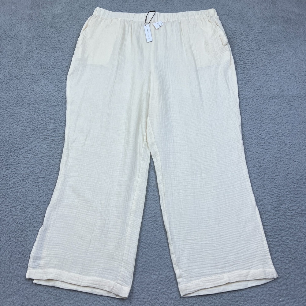 NWT Sanctuary Easy Going Gauze Pants 3X Cream/Ivory Wide Leg Pull On Stretch